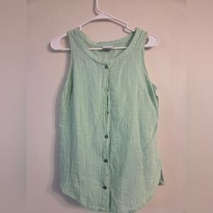 Mint Green Sleeveless Button-Up Top Columbia Size Small Tank